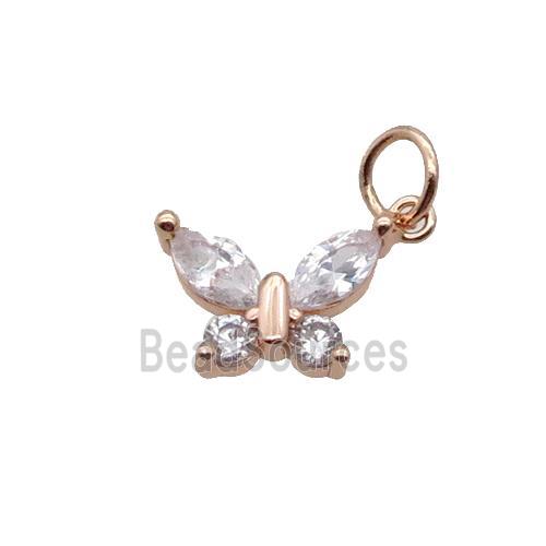 Copper Butterfly Pendant Pave Zircon Rose Gold