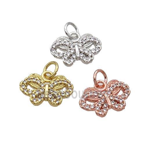 Copper Butterfly Pendant Pave Zircon Mixed