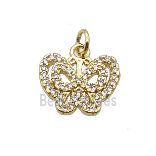 Copper Butterfly Pendant Pave Zircon Gold Plated