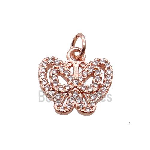 Copper Butterfly Pendant Pave Zircon Rose Gold