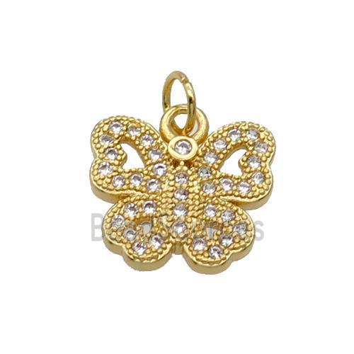 Copper Butterfly Pendant Pave Zircon Gold Plated