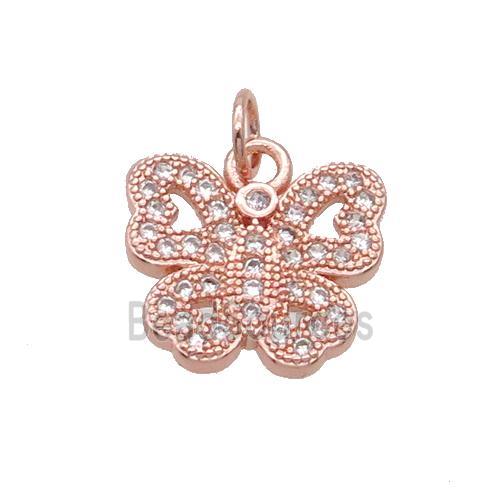 Copper Butterfly Pendant Pave Zircon Rose Gold