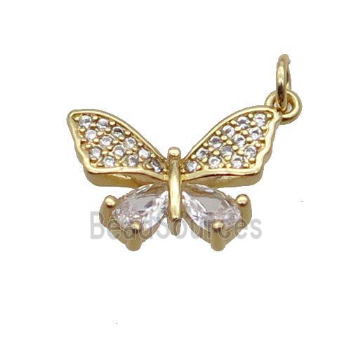 Copper Butterfly Pendant Pave Zircon Gold Plated