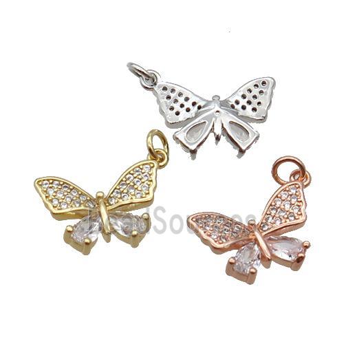 Copper Butterfly Pendant Pave Zircon Mixed