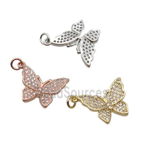 Copper Butterfly Pendant Pave Zircon Mixed