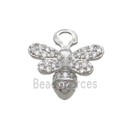 Copper Honeybee Pendant Pave Zircon Platinum Plated