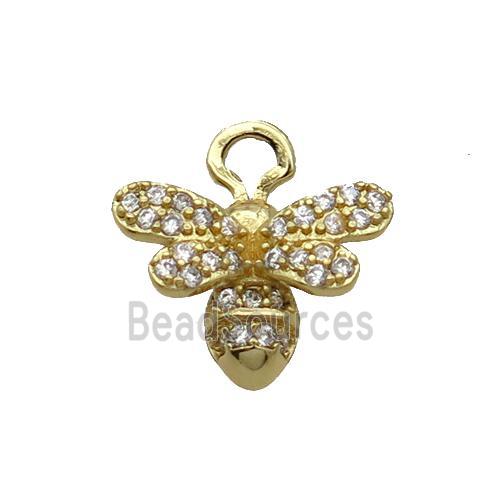 Copper Honeybee Pendant Pave Zircon Gold Plated