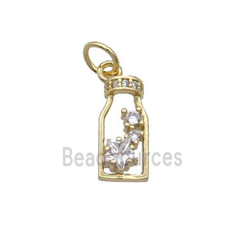 Copper Bottle Pendant Pave Zircon Gold Plated