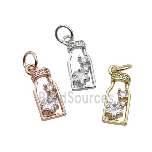 Copper Bottle Pendant Pave Zircon Mixed