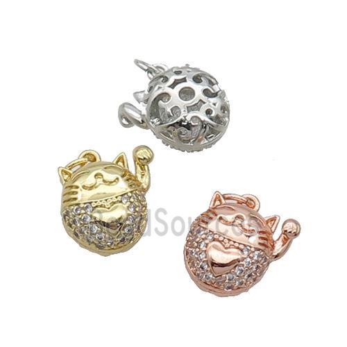 Copper Lucky Cat Pendant Pave Zircon Mixed