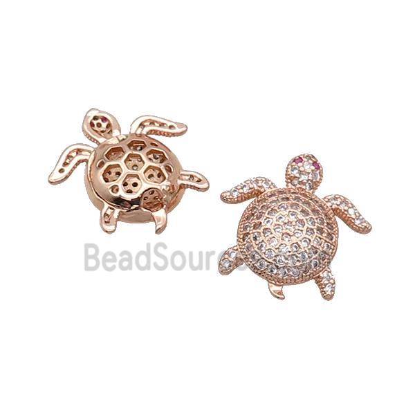 Copper Tortoise Beads Pave Zircon Rose Gold