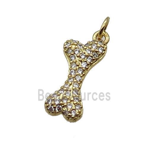 Copper DogBone Pendant Pave Zircon Gold Plated