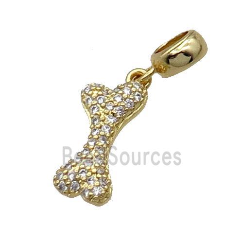 Copper DogBone Pendant Pave Zircon Gold Plated