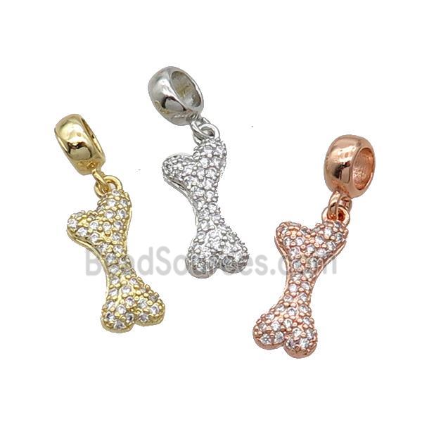 Copper DogBone Pendant Pave Zircon Mixed