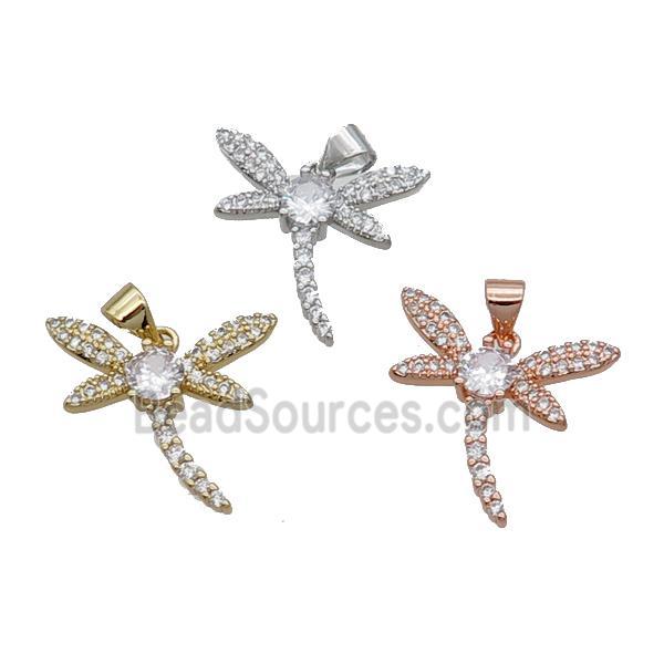 Copper Dragonfly Pendant Pave Zircon Mixed