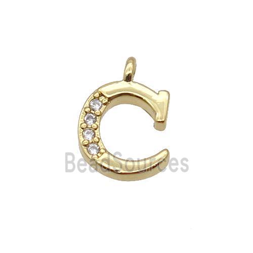 Copper Letter-C Pendant Pave Zircon Gold Plated