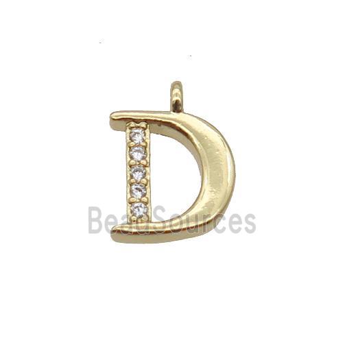 Copper Letter-D Pendant Pave Zircon Gold Plated