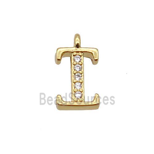 Copper Letter-I Pendant Pave Zircon Gold Plated