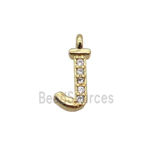 Copper Letter-J Pendant Pave Zircon Gold Plated