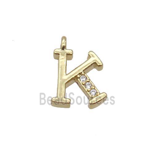 Copper Letter-K Pendant Pave Zircon Gold Plated