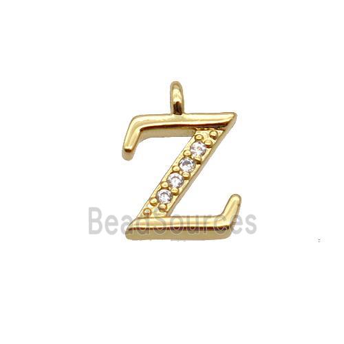 Copper Letter-Z Pendant Pave Zircon Gold Plated