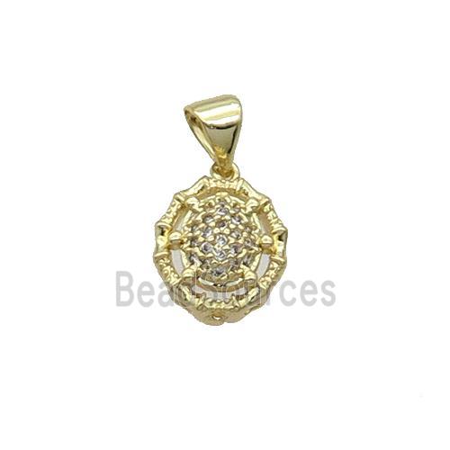 Copper Spider Pendant Pave Zircon Gold Plated