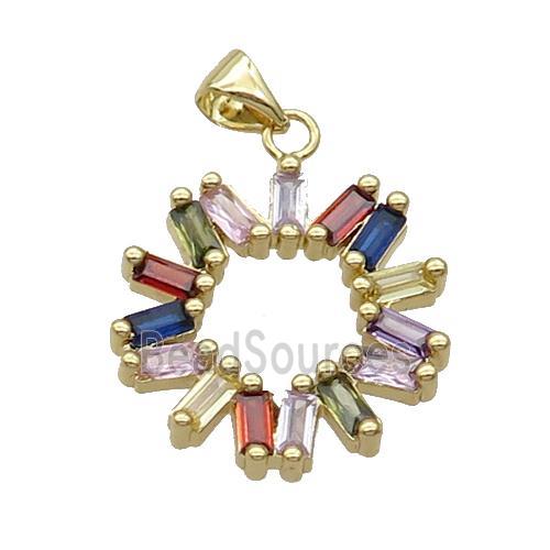 Copper Flower Pendant Pave Zircon Gold Plated