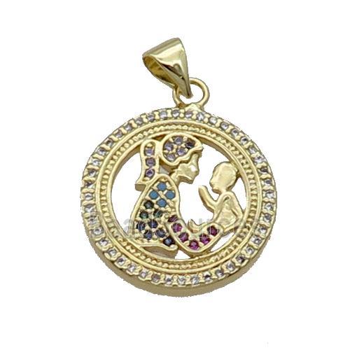 Copper Mother LoverBaby Pendant Pendant Pave Zircon Multicolor Gold Plated