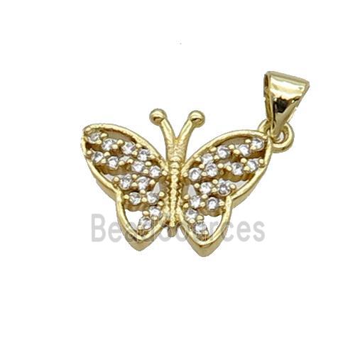 Copper Butterfly Pendant Pave Zircon Gold Plated