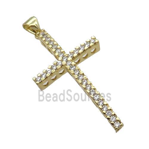 Copper Cross Pendant Pave Zircon Gold Plated