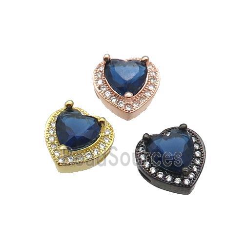 Copper Heart Beads Pave Zircon Mixed