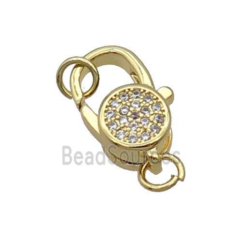 Copper Lobster Clasp Pave Zircon Gold Plated
