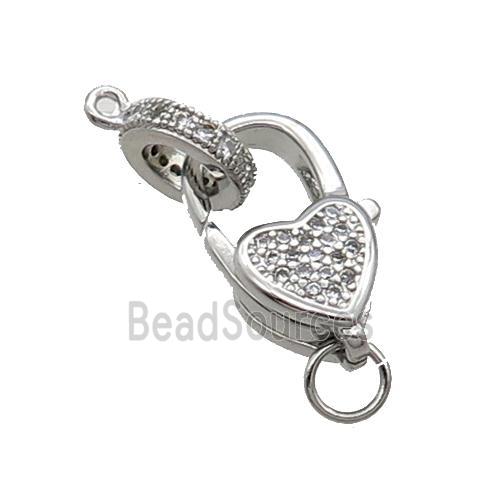 Copper Lobster Clasp Pave Zircon Platinum Plated