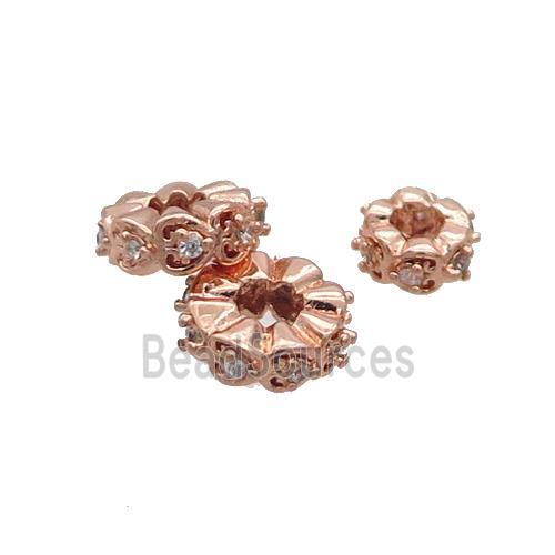 Copper Heishi Spacer Beads Pave Zircon Rose Gold