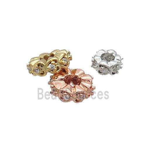 Copper Heishi Spacer Beads Pave Zircon Mixed