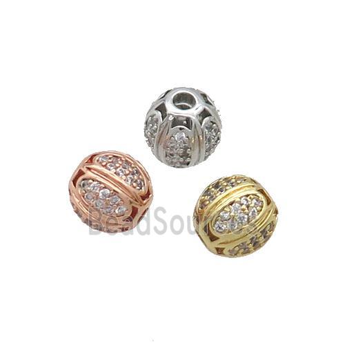 Copper Round Beads Pave Zircon Mixed