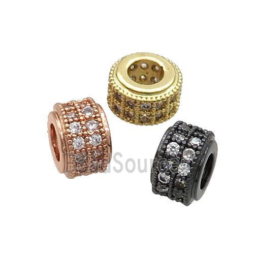 Copper Rondelle Beads Pave Zircon Large Hole Mixed