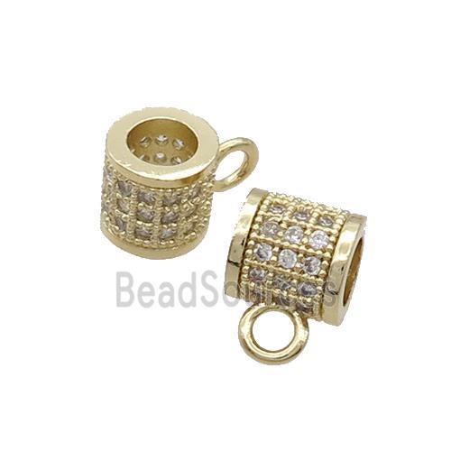 Copper Hanger Bail Pave Zircon Large Hole Gold Plated