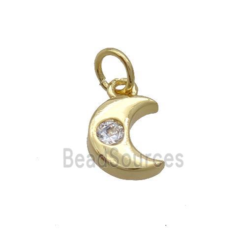 Copper Moon Pendant Pave Zircon Gold Plated