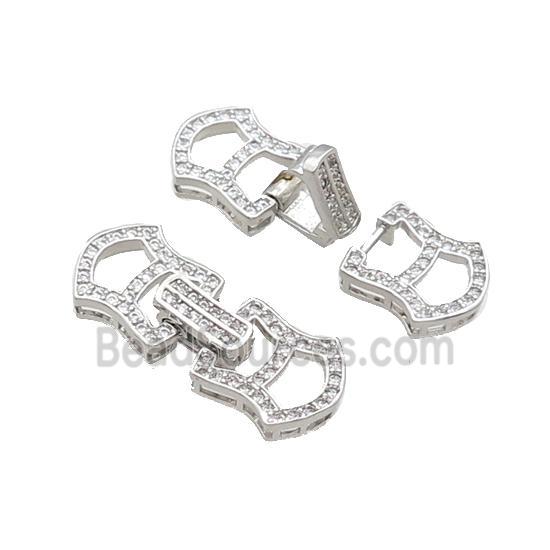 Copper Clasp Pave Zircon Platinum Plated