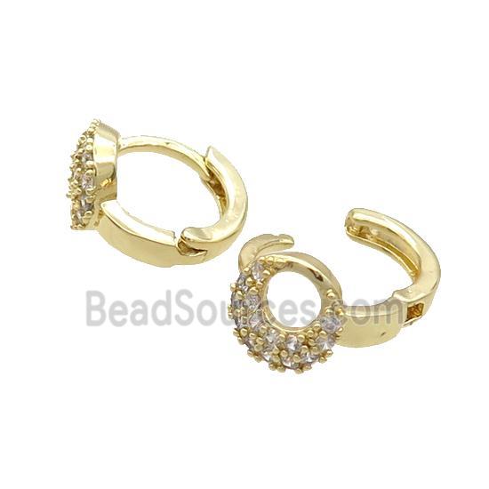 Copper Latchback Earring Pave Zircon Gold Plated