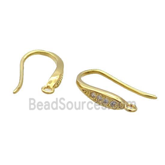 Copper Hook Earring Pave Zircon Gold Plated