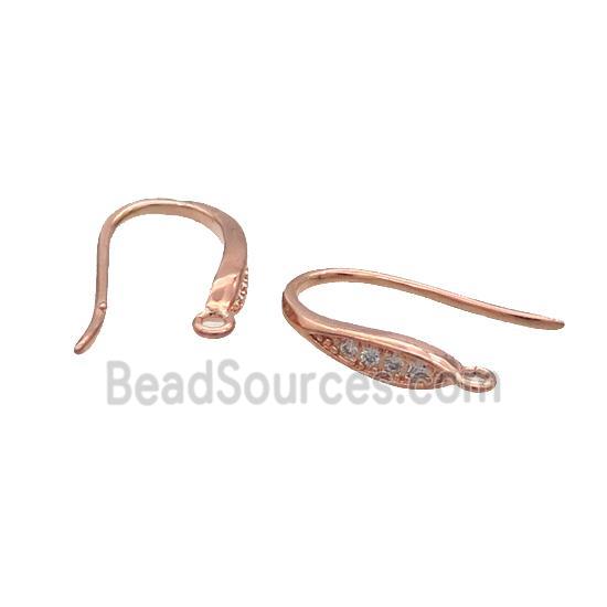 Copper Hook Earring Pave Zircon Rose Gold