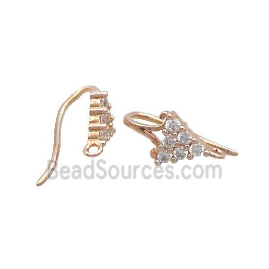 Copper Hook Earring Pave Zircon Rose Gold