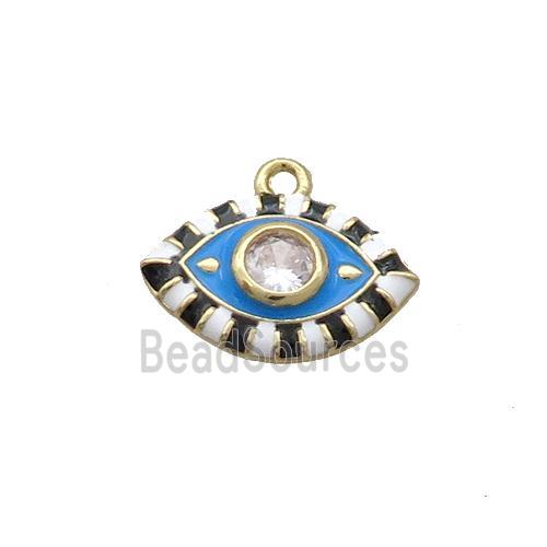 Copper Eye Pendant Pave Zircon Blue Enamel Gold Plated