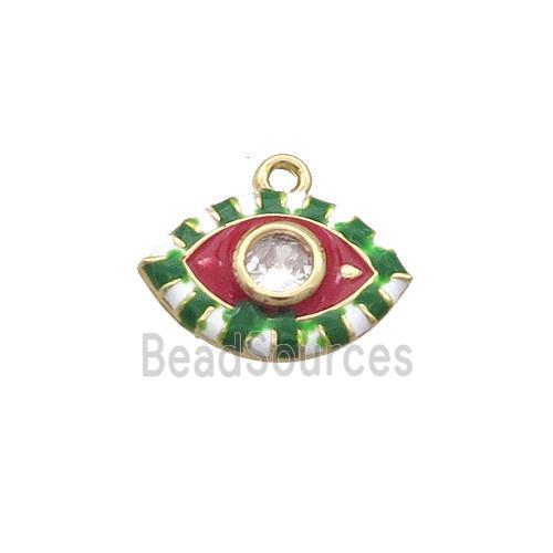 Copper Eye Pendant Pave Zircon Red Enamel Gold Plated