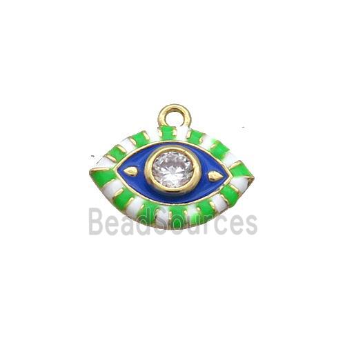 Copper Eye Pendant Pave Zircon Blue Enamel Gold Plated