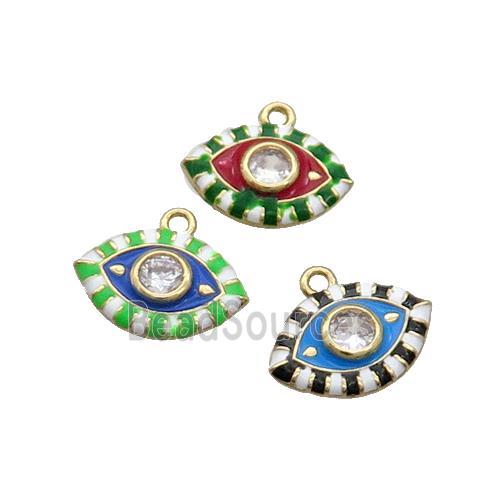 Copper Eye Pendant Pave Zircon Enamel Gold Plated Mixed