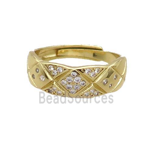 Copper Ring Pave Zircon Gold Plated Adjustable