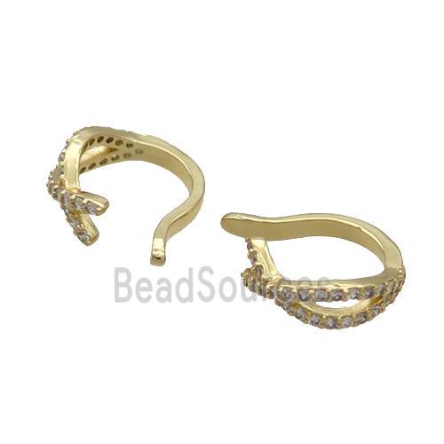 Copper Clip Earring Pave Zircon Gold Plated